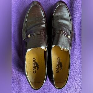 Cartelo Crocodile Formal Shoes Brown Gold Accent 250mm Length - Size 8